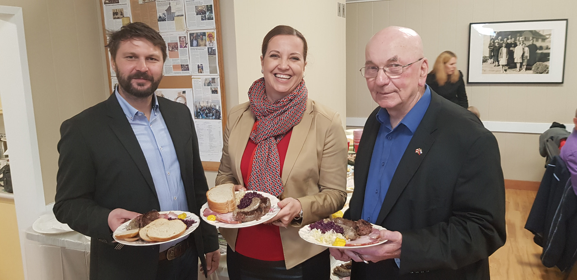 Community gathering with traditional Slovak food