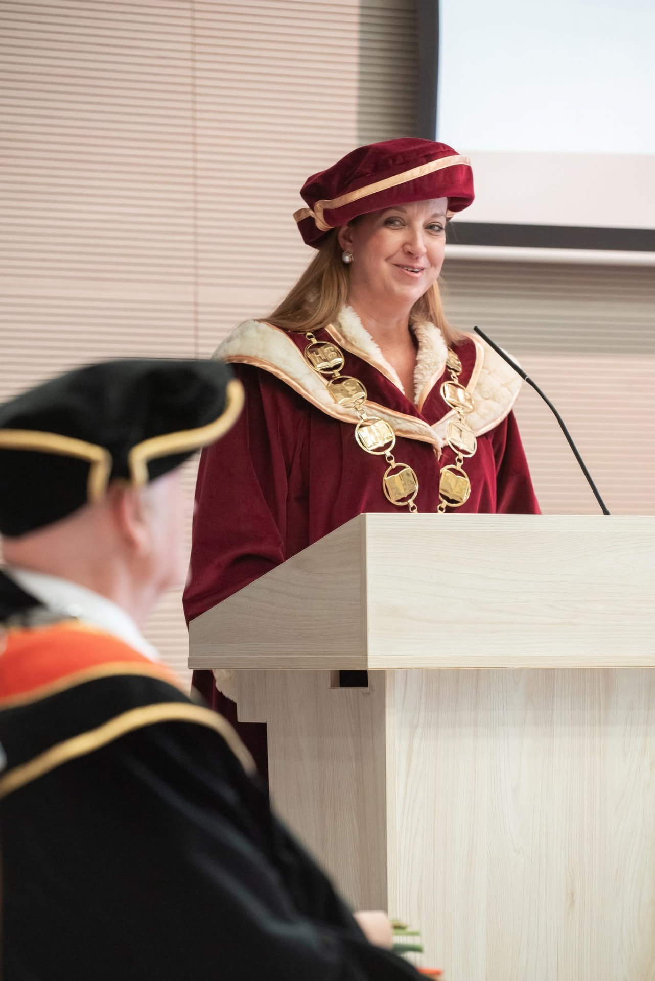 Katarína Slobodová Nováková speaking as Rector